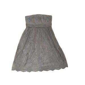 Esprit Strapless Dress Lace Embroidery Mesh Light Brown Fairy Boho S/M Y2k